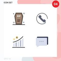 4 Flat Icon concept for Websites Mobile and Apps casket graph funeral call statistic Editable Vector Design Elements