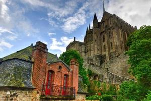 Beautiful Mont Saint-Michel cathedral on the island, Normandy, Northern France, Europe. photo