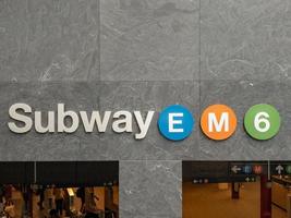 New York City - June 6, 2019 -  Subway entrance to the E, M, 6 at Lexington Avenue and 53rd Street in Midtown Manhattan. photo
