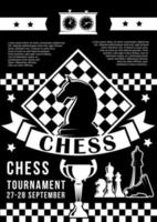 Tournament in chess game with pieces and timer