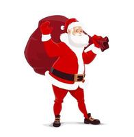 Christmas Santa Claus with bag of gifts vector