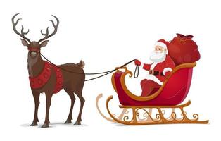 Christmas Santa sleigh with reindeer vector
