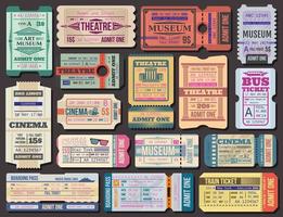 Ticket to movies, theatre or museum, boarding pass vector