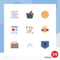 conjunto de 9 iconos modernos de la interfaz de usuario signos de símbolos para el instrumento de trompeta de waffle de la universidad del club elementos de diseño vectorial editables vector