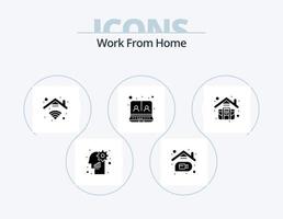 Work From Home Glyph Icon Pack 5 Icon Design. online. communication. internet. connection. internet vector