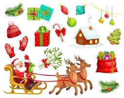 Christmas holiday icons and characters vector