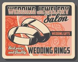 Jewelry salon wedding rings, marriage gifts vector