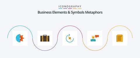 Business Elements And Symbols Metaphors Flat 5 Icon Pack Including conversation. popup. puzzle. message. joint vector