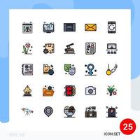Universal Icon Symbols Group of 25 Modern Filled line Flat Colors of communication arrow analog interface email Editable Vector Design Elements