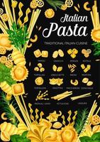 Italian cuisine pasta, premium restaurant menu vector