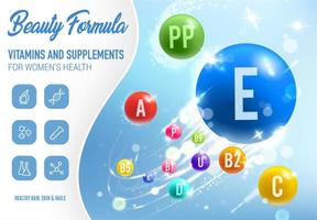 Beauty and health vitamins, dietary supplements vector