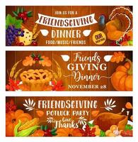 Thanksgiving dinner or Friendsgiving potluck party vector