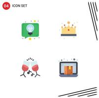 4 paquete de iconos planos de interfaz de usuario de signos y símbolos modernos de conversación beber hablar joyero elementos de diseño vectorial editables vector