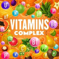 frutas ricas en vitaminas y minerales vector