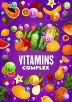 frutas tropicales y bayas fuentes de vitaminas vector