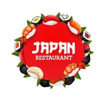 Japanese sushi and rolls, Asian food bar menu vector