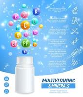 Multivitamins complex dietary supplement pills vector