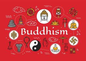 Buddhism religion symbols and meditation culture vector