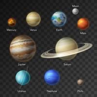 Iconos de la galaxia de los planetas del sistema solar vector