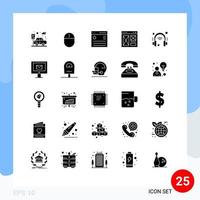 25 Universal Solid Glyph Signs Symbols of web internet communication interface user Editable Vector Design Elements