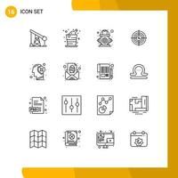 16 Thematic Vector Outlines and Editable Symbols of financial business city aim water Editable Vector Design Elements