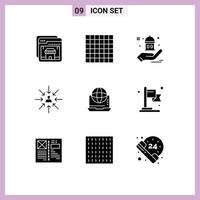 User Interface Pack of 9 Basic Solid Glyphs of communication internet help selection choose Editable Vector Design Elements