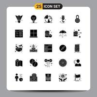 Pictogram Set of 25 Simple Solid Glyphs of control rose lightbulb flower analytics Editable Vector Design Elements