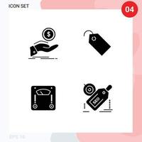 Stock Vector Icon Pack of 4 Line Signs and Symbols for help machine finance tag weighing Editable Vector Design Elements