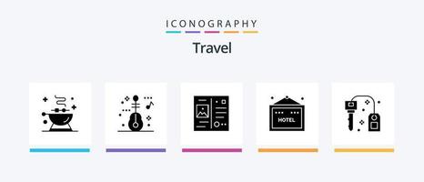 Travel Glyph 5 Icon Pack Including success. key. postcard. hotel. sign. Creative Icons Design vector