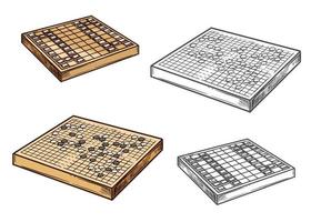 juegos de mesa japoneses go y shogi vector