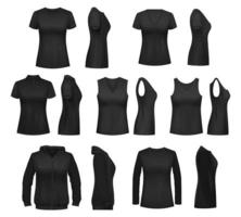 Female clothes isolated mockups, vector t-shirt