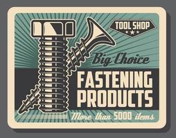 Bolt and screw, fastening tools, vector