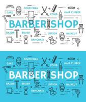 Barbershop service icons and symbols vector