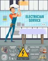 Electricity, electrician service and tools vector