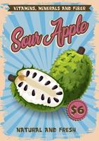 Soursop exotic tropical fruit, vector