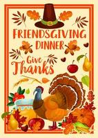 Thanksgiving holiday. Friendsgiving potluck turkey vector