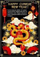 año nuevo chino dragón dorado, vector