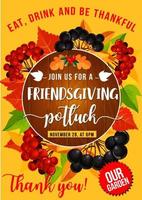 Friendsgiving potluck, Thanksgiving autumn holiday vector