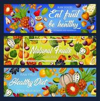 Fruits and berries, detox nutrition, gmo free vector