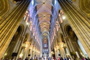 The interior of the Notre Dame de Paris, France, circa May 2022 photo