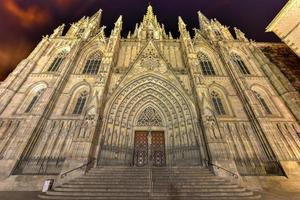 Facade of the 14th century Gothic Barcelona Cathedral in Barcelona, Spain. photo