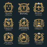 Royal heraldry logo set vector