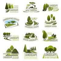 Landscape design company icon with green tree vector