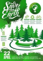 banner del día de la tierra con árbol verde e icono ecológico vector