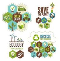 Ecology protection, green energy and recycle icon vector