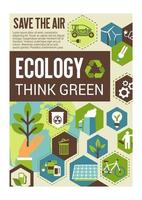 piensa en un banner ecológico verde para la protección del medio ambiente vector