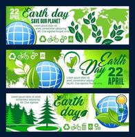 salvar el banner del planeta para la celebración del día de la tierra vector