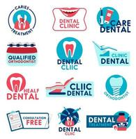 iconos de vector de medicina clínica dental y odontología