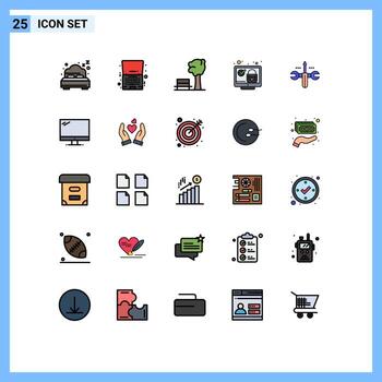 paquete de línea de vector editable de 25 colores planos de línea rellena simple de elementos de diseño de vector editables de bloqueo de sistema de banco de verificación en la nube