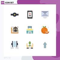 Modern Set of 9 Flat Colors Pictograph of building home mobile construction blue Editable Vector Design Elements